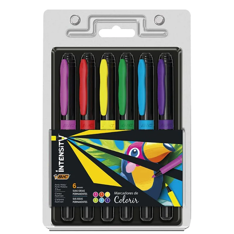Caneta Bic Intensity Canetinha de Colorir 6Unidades