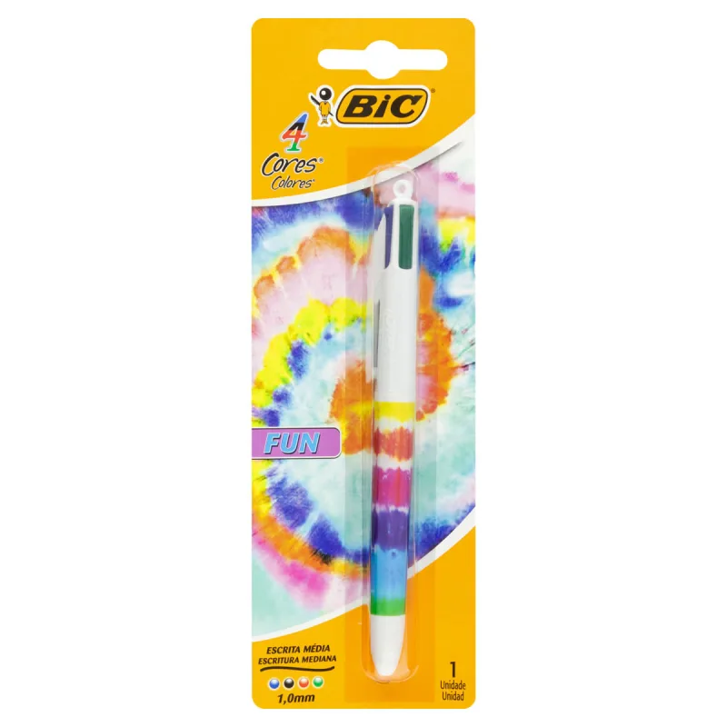 Caneta Esferográfica Bic Fun 4 Cores Ponta Média - Bic - Utilidades E Casa
