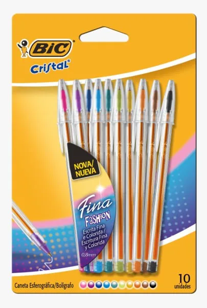 Caneta Esferográfica Cristal Fina Fashion 10 Unidades BIC Cores Sortidas - Bic