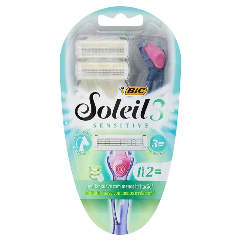 Aparelho Depilatório Bic Soleil 3 Sensitive + 2 Unidades Cargas