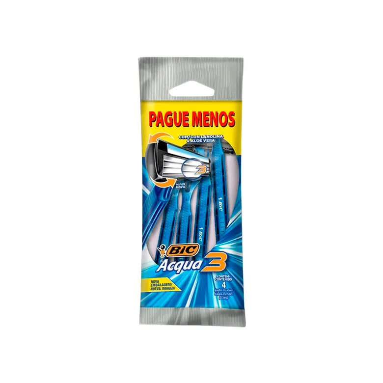 Aparelho Barbear Bic Acqua3 4un - Bic - Higiene E Beleza