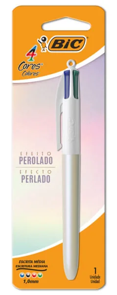 Caneta Esferográfica Retrátil 4 Cores 1.0mm BIC Corpo Perolado - Bic