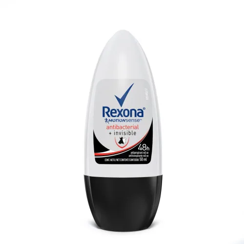 Desodorante Roll On Fem Invisible Antibacterial 50ml Rexona - REXONA - Higiene E Beleza