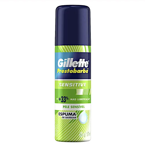 Espuma Barb.gillette 56g Sensitive - GILLETTE - Higiene E Beleza