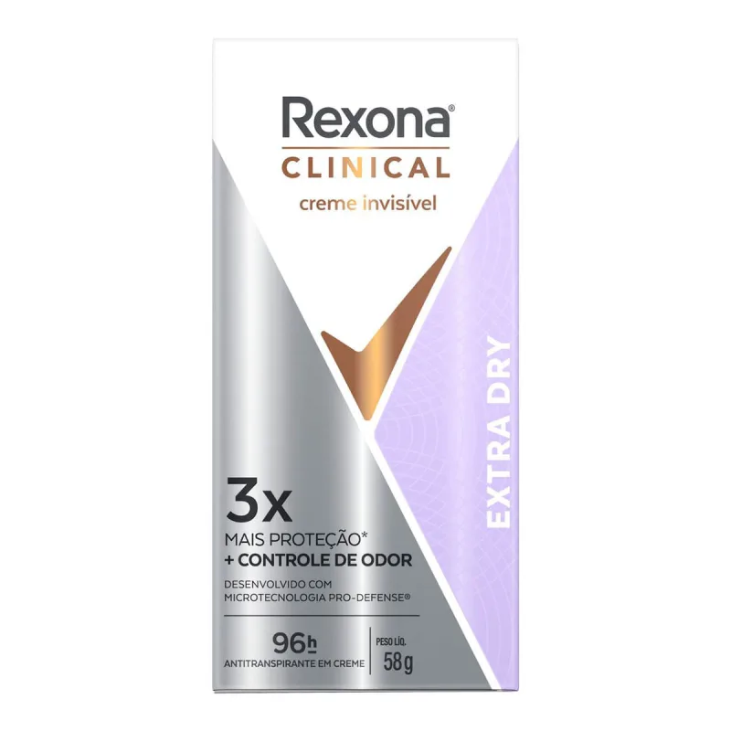 Desodorante Antitranspirante Rexona Clinical Extra Dry 58g Creme - Rexona - Desodorante
