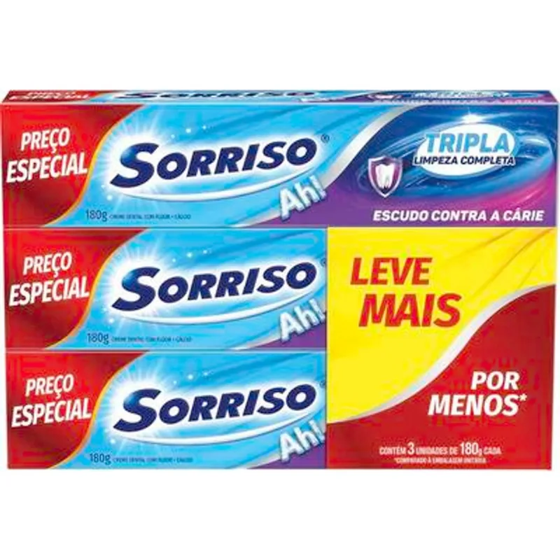 Creme Dental Sorriso Tripla Limpeza Completa 3x180g