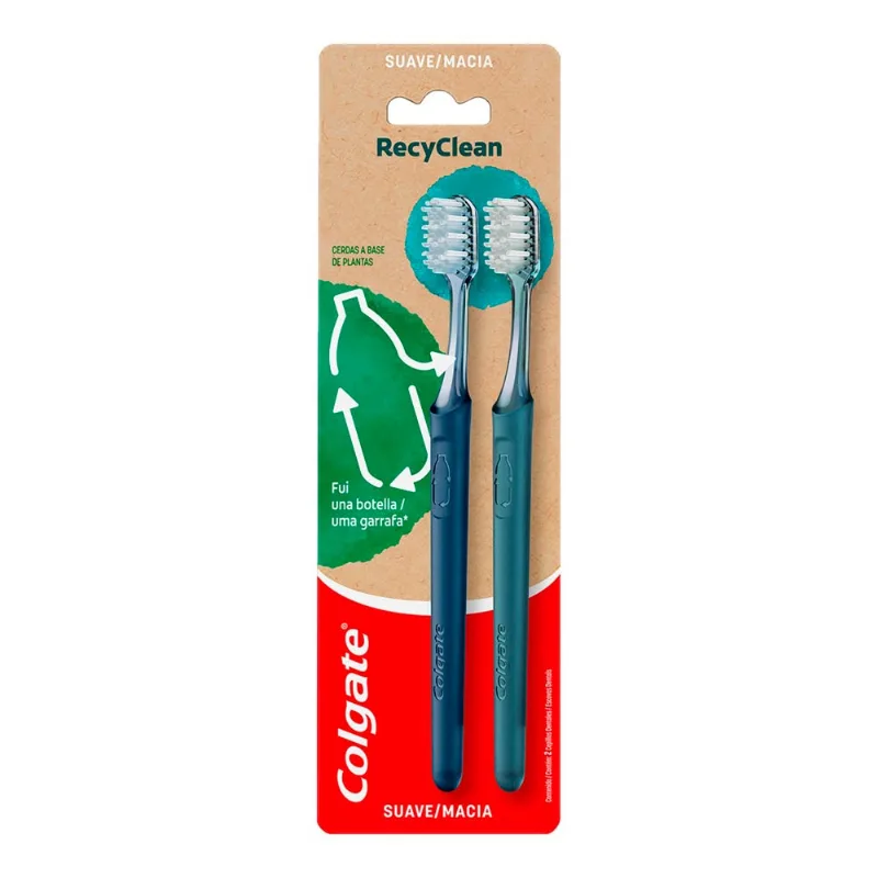 Escova Dental Colgate Macia Recyclean Cabeça Compacta 2 Unidades