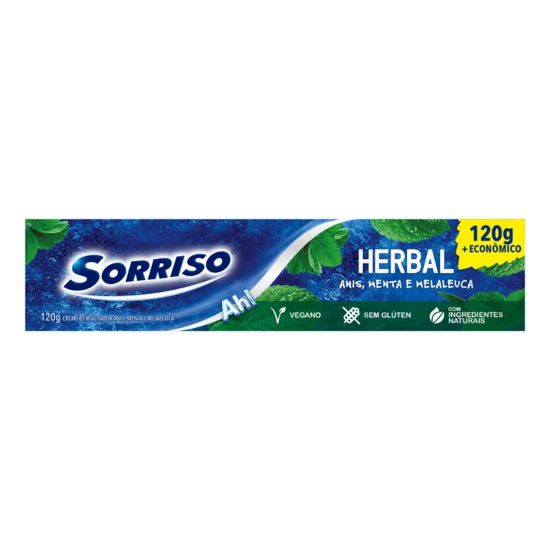 Creme Dental Anis Menta e Melaleuca Sorriso Herbal Caixa 120g