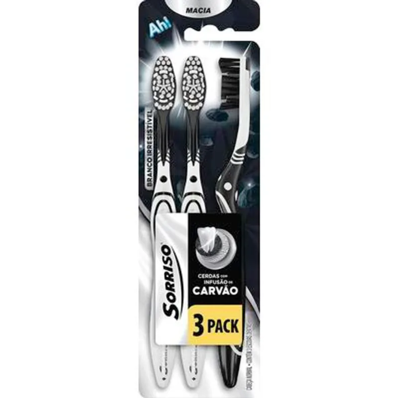 Escova Dental Sorriso Carvão 3 un