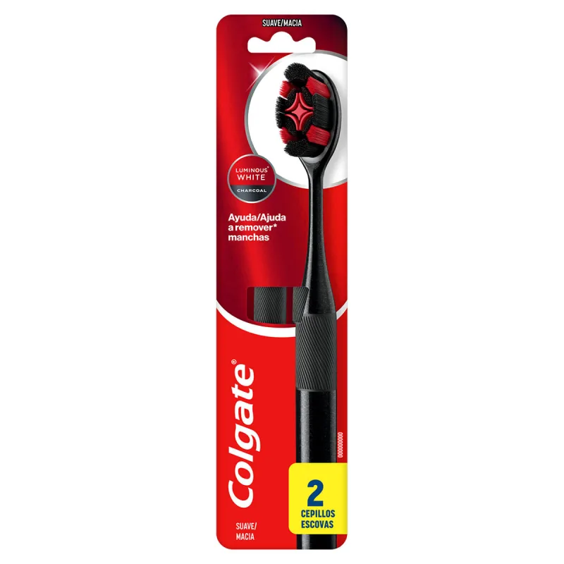 Escova de Dente Colgate Luminous White Charcoal Macia 2 Unidades - Colgate - Escova De Dente