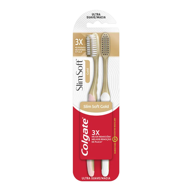 Escova de Dente Colgate Slim Soft Gold Ultramacia 2 Unidades - Colgate - Escova De Dente