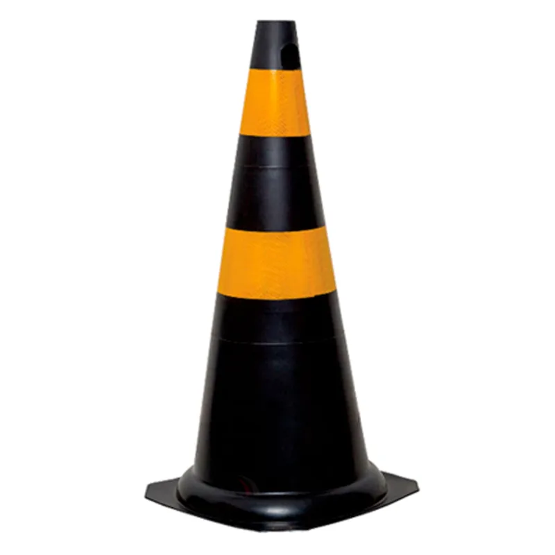 Cone Flexível com Faixas Refletivas Kteli 75 cm Preto/Amarelo Peça