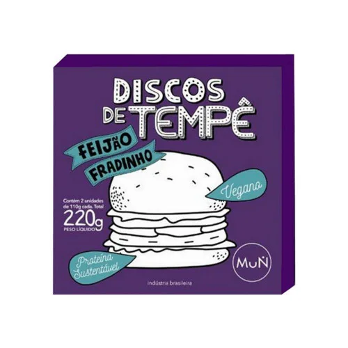 DISCO TEMPERADO DE TEMPÊ DE FEIJÃO FRADINHO E ARROZ NEGRO MUN ARTESANAL 220G - TEMPE