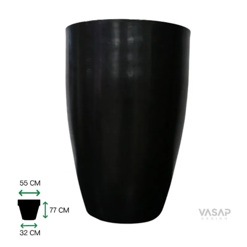 Vaso Cone Liso 77 Preto Absoluto