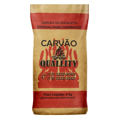 CARVÃO EUCALIPTO PARA CHURRASCO QUALLITY PACOTE 4KG - QUALLITY