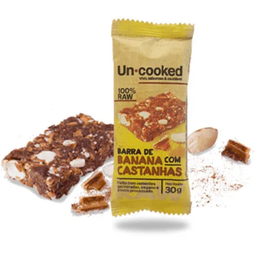 Barra De Banana Com Castanhas 30g Uncooked - UNCOOKED - Mercearia