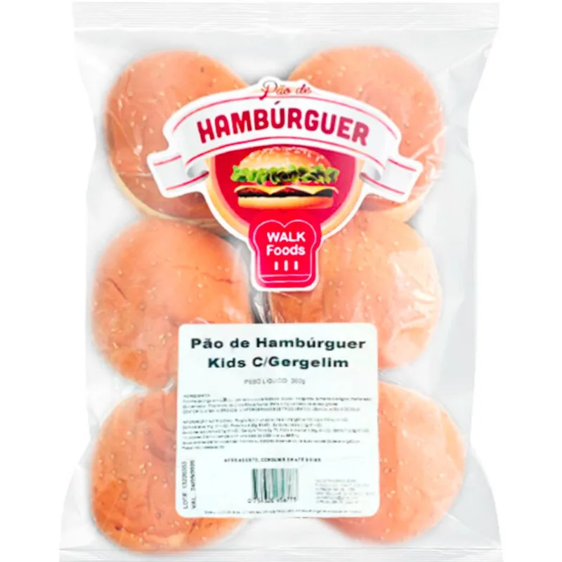 Pão para Hambúrguer Walk Foods Kids com Gergelim 300g