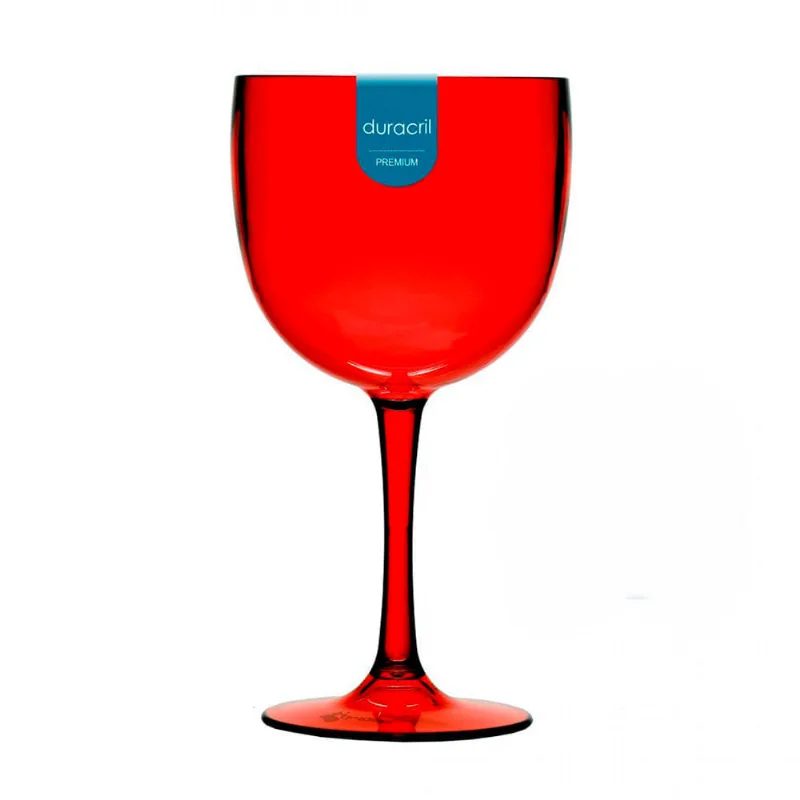 Taça Duracril Acrílica Para Gin Vermelho Traslúcido 580ml