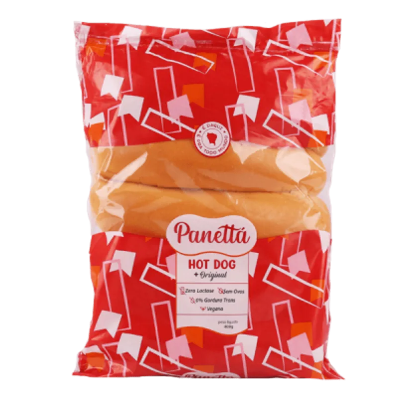 Pão de Hot Dog Panettá Vegano Zero Lactose 400g - Panetta