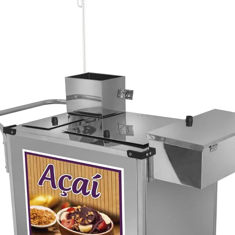 Carrinho de Açai Cefaz Luxo em Inox com Rodas Maciças Guarda Sol L15M/GS