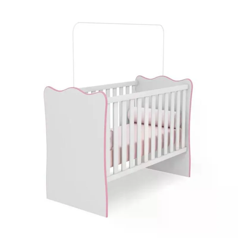 Berço Simples Infantil Doce Sonho 1 Branco Rosa Qmovi