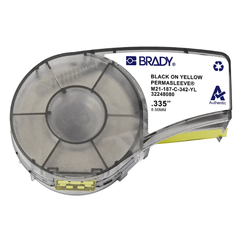 Etiqueta PermaSleeve Preto no Amarelo 4,74mm x 2,13m Brady M21-187-C-342-YL M21-187-C-342-YL