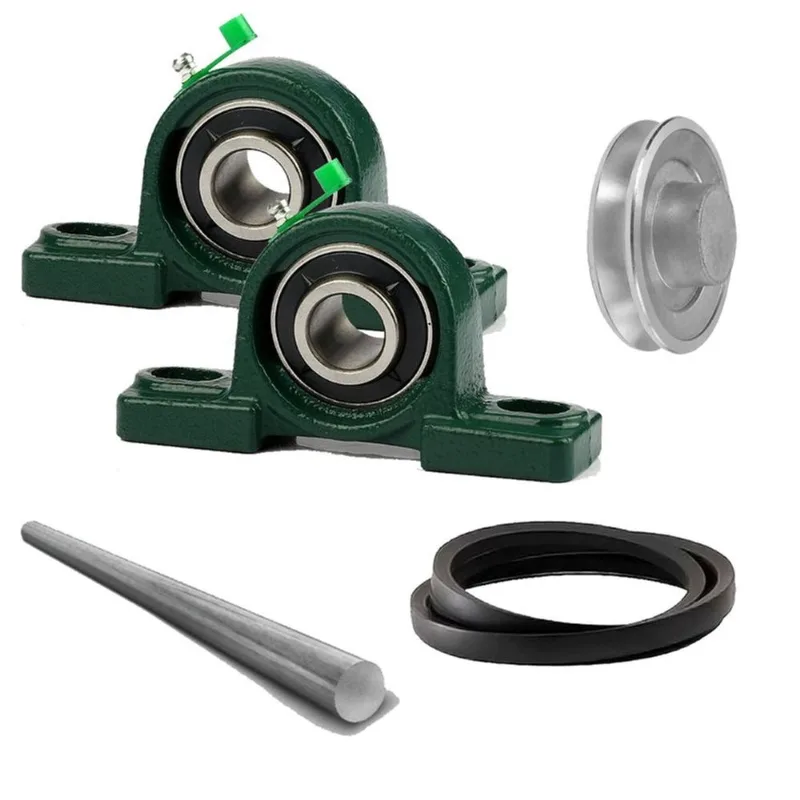Kit Completo 20mm Mancal P204 + Eixo 50cm + Polia + Correia
