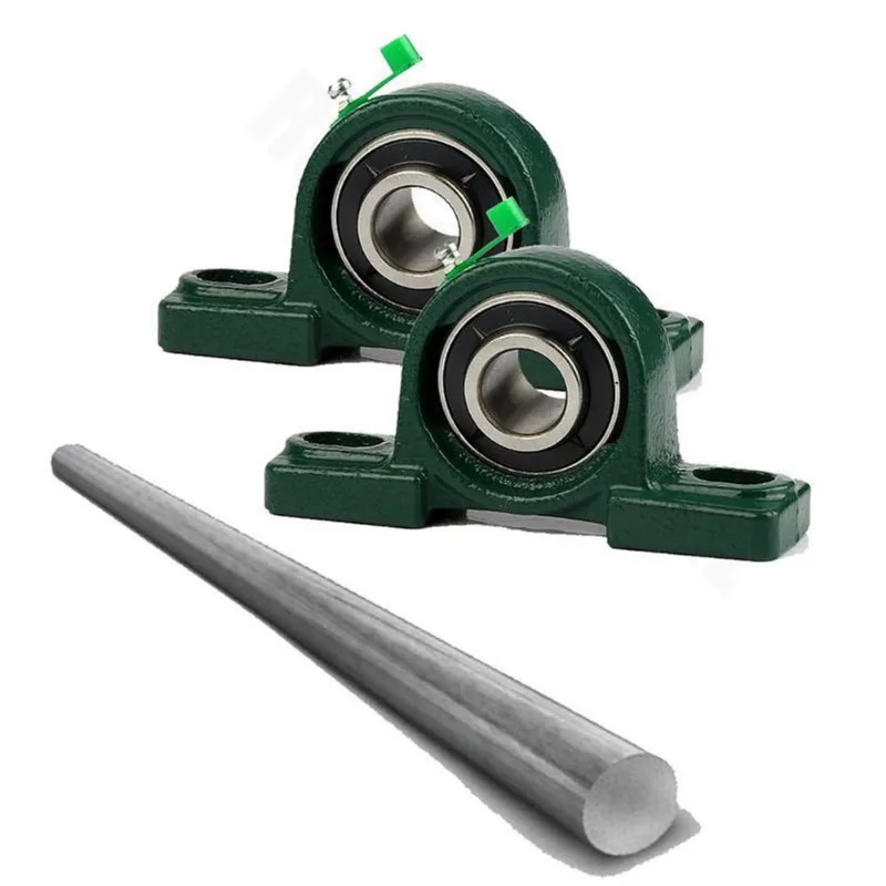 Kit 2 Mancal Pedestal P207 Com Rolamento 35mm Com Eixo 50cm