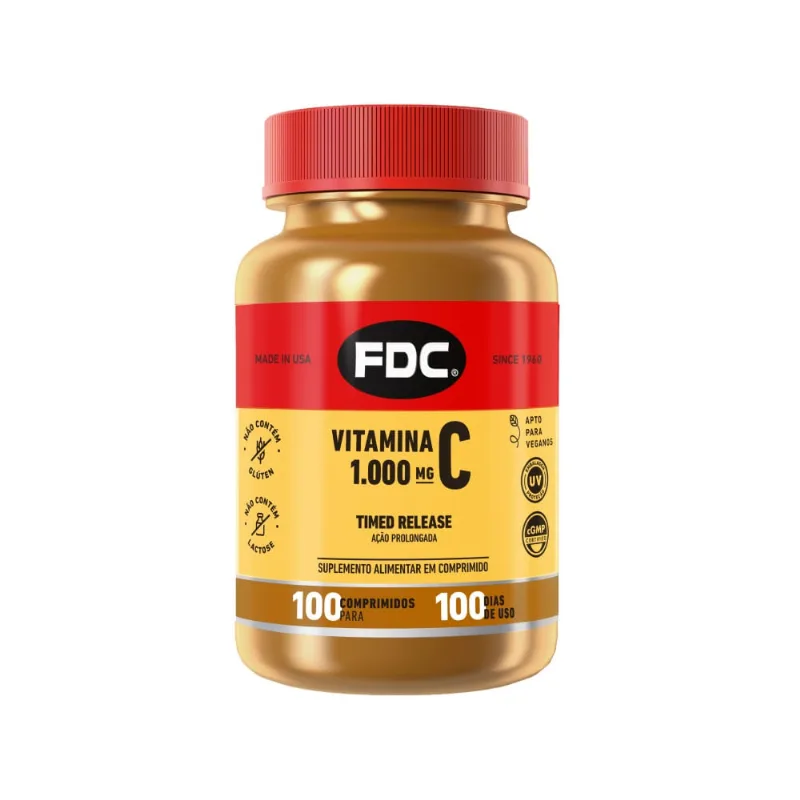Vitamina C Vegana FDC Ação Prolongada 1000mg 100 Comprimidos