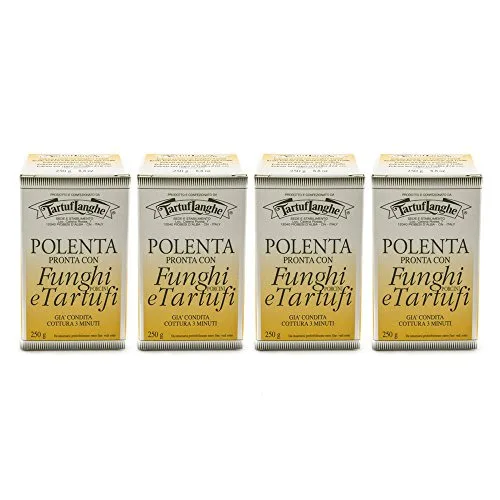 Tartuflanghe Polenta Pronta Con Funghi Porcini A Tartufi Italian Ready Polenta With Porcini Mushrooms And Truffles 8.81oz 250g Pack Of 4 - TARTUFLANGHE - Mercearia