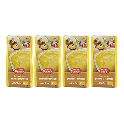 Molino Rossetto Preparto Per Polenta Ai Formaggi Ready Italian Polenta Cornmeal With Cheese 6.2oz 175g Pack Of 4 - MOLINO ROSSETTO - Mercearia