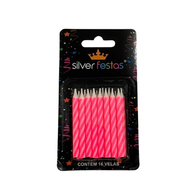 Vela Aniversário Silver Palito Espiral Pinck un