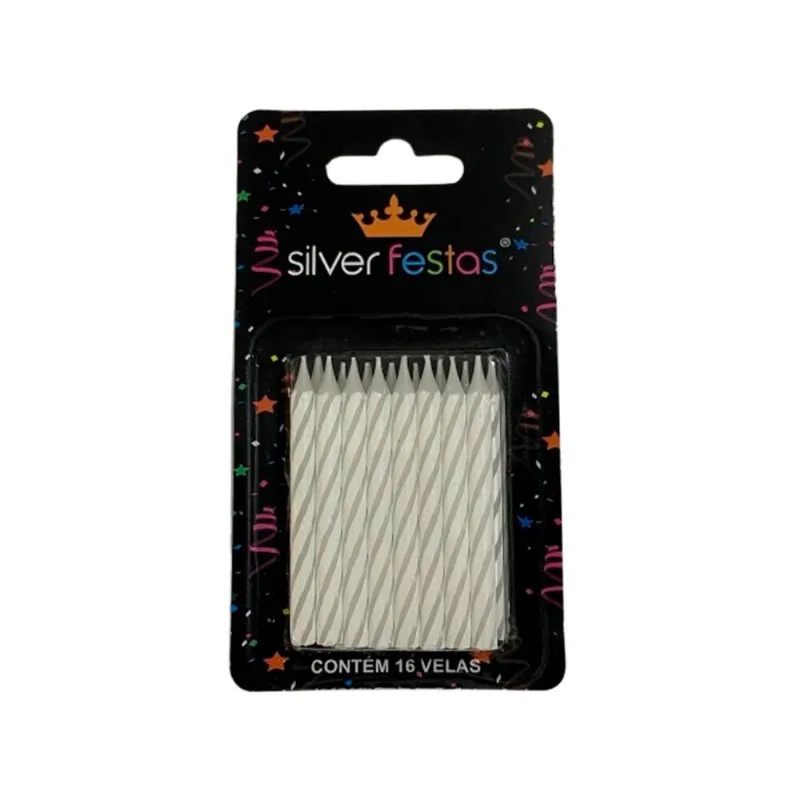 Vela Aniversário Silver Palito Espiral Branca un