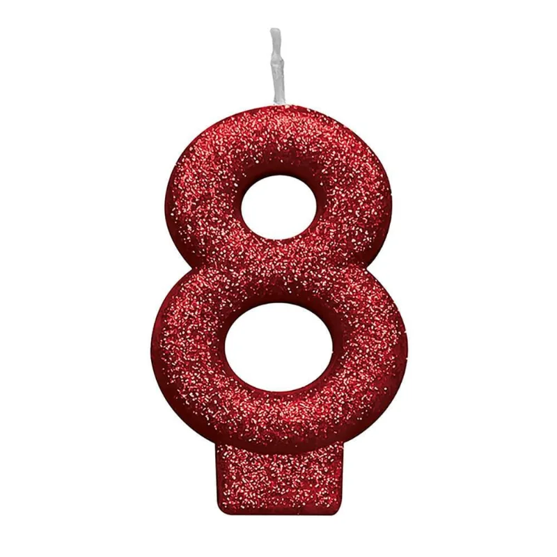 Vela Número 8 com Glitter SilverFestas