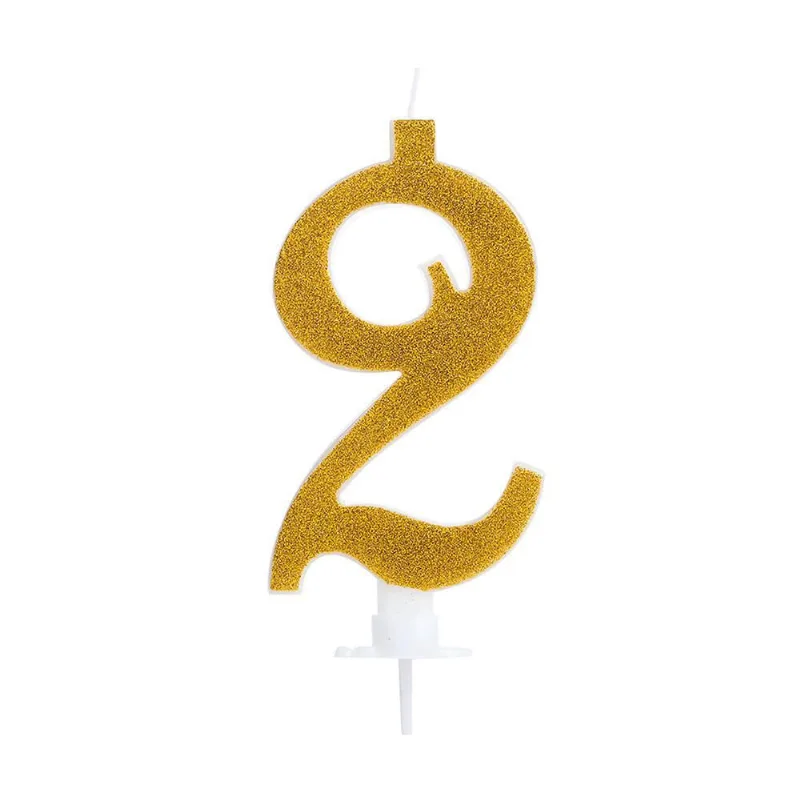 Vela Grande Glitter Número 2 Para Decorar E Iluminar Seu Bolo Com 10Cm Silver Festas
