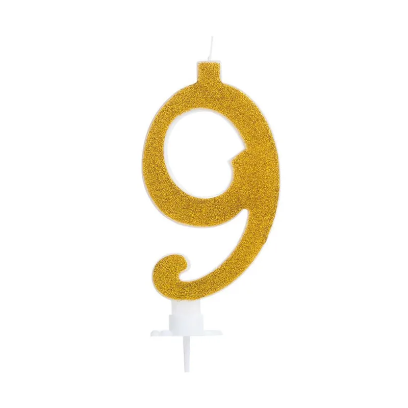 Vela Grande Glitter Número 9 Para Decorar E Iluminar Seu Bolo Com 10Cm Silver Festas