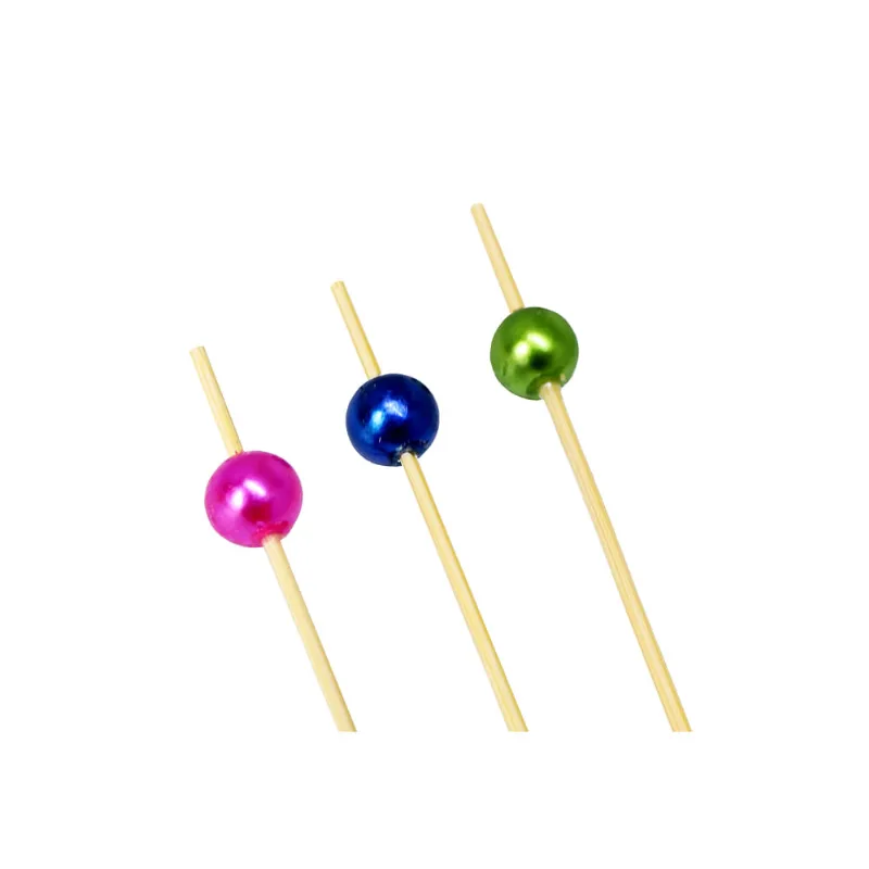 Palito Para Petiscos em Bambu Coloridos Com 20 Unidades