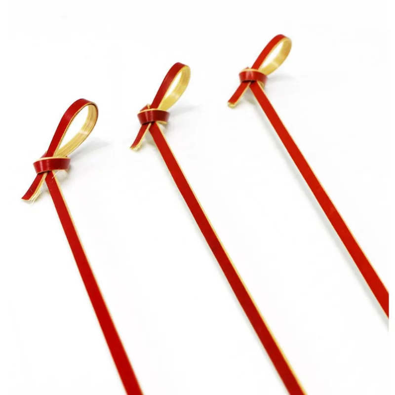Palito em Bambu para Petiscos 12cm/20 unidades vermelho- SilverFestas
