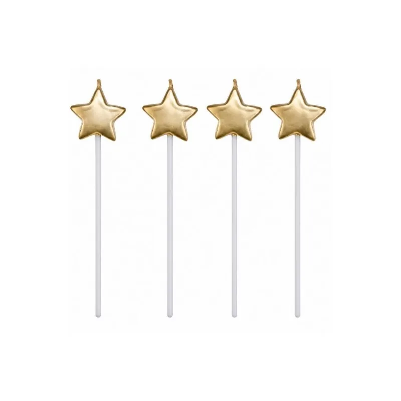 Vela Estrela Silver Festas Dourada 4 Unidades V083 (MP)