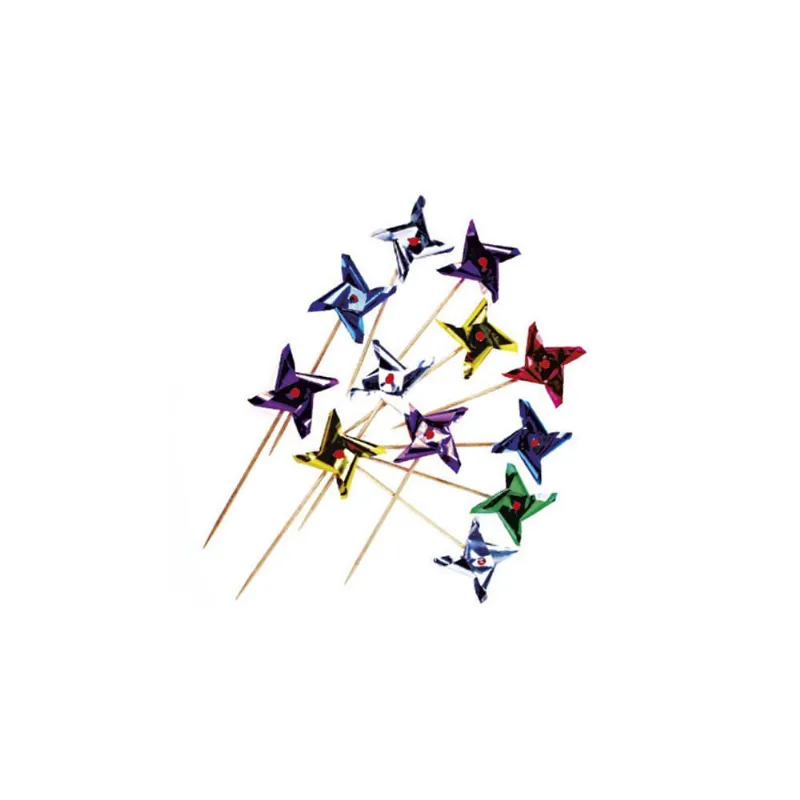 Palito em Madeira para Decoração Catavento colorido 10cm/12 unidades- SilverFestas