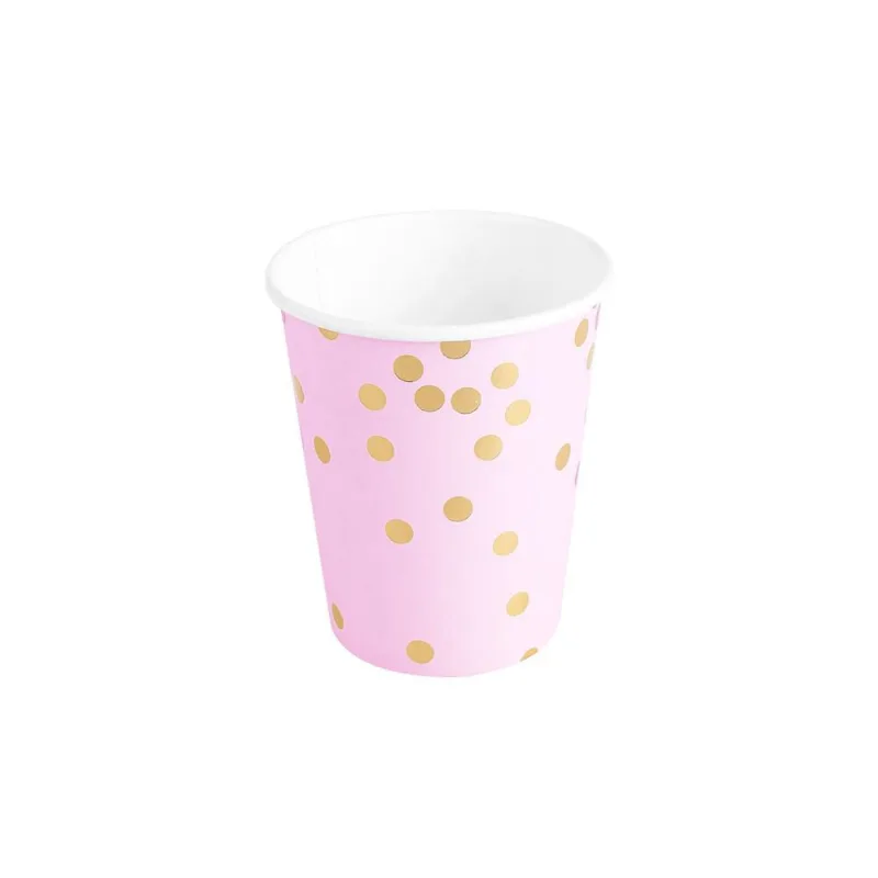 Copo de Papel Bolinha rosa/dourado 270ml- 10 unidades SilverFestas