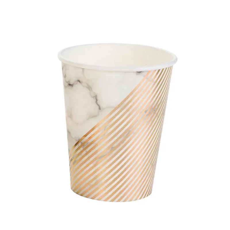 Copo de Papel Mármore dourado 270ml- 10 unidades SilverFestas