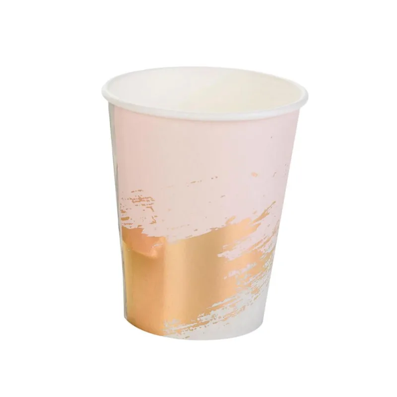 Copo de Papel Mármore rosa 270ml- 10 unidades SilverFestas