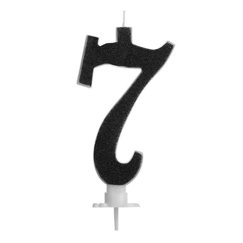 Vela Grande Glitter Número 7 Para Decorar E Iluminar Seu Bolo Com 10Cm Silver Festas