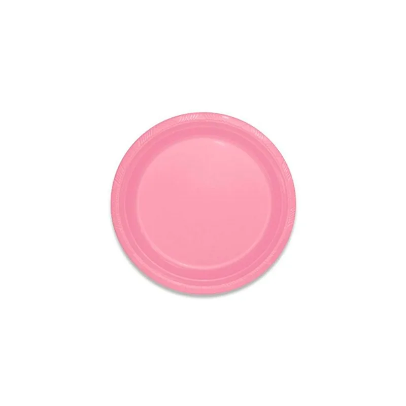 Prato Plástico Silver Happy Line Rosa 18cm 10un
