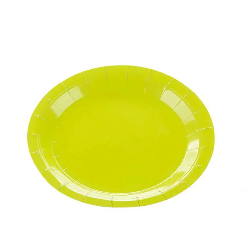 Prato de Papel Liso verde limão 18 cm- 10 unidades SilverFestas