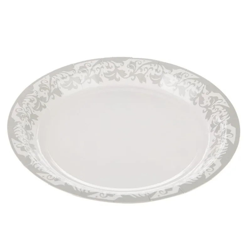 Prato de Papel Borda prata 18cm- 10 unidades SilverFestas