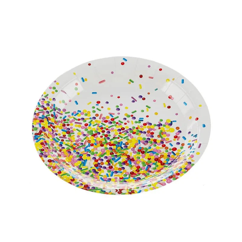Prato de Papel Granulado colorido 18 cm- 10 unidades SilverFestas