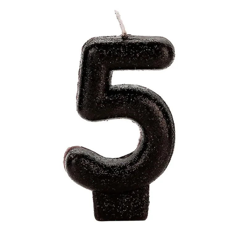 Vela Número 5 com Glitter SilverFestas