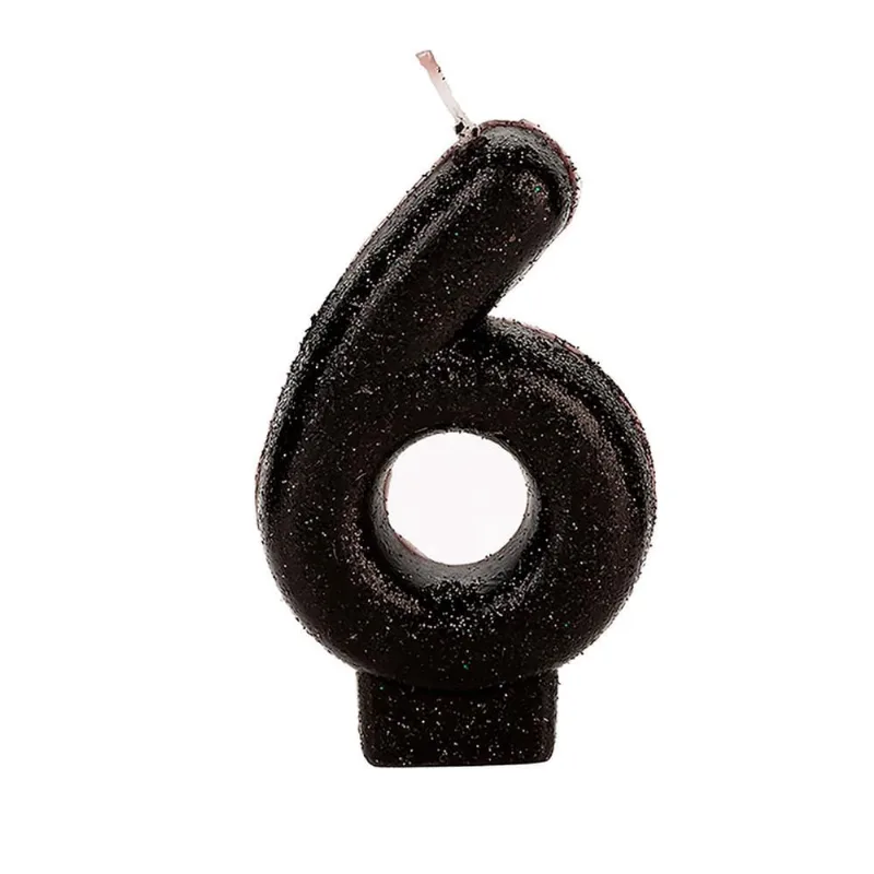 Vela Número 6 com Glitter SilverFestas